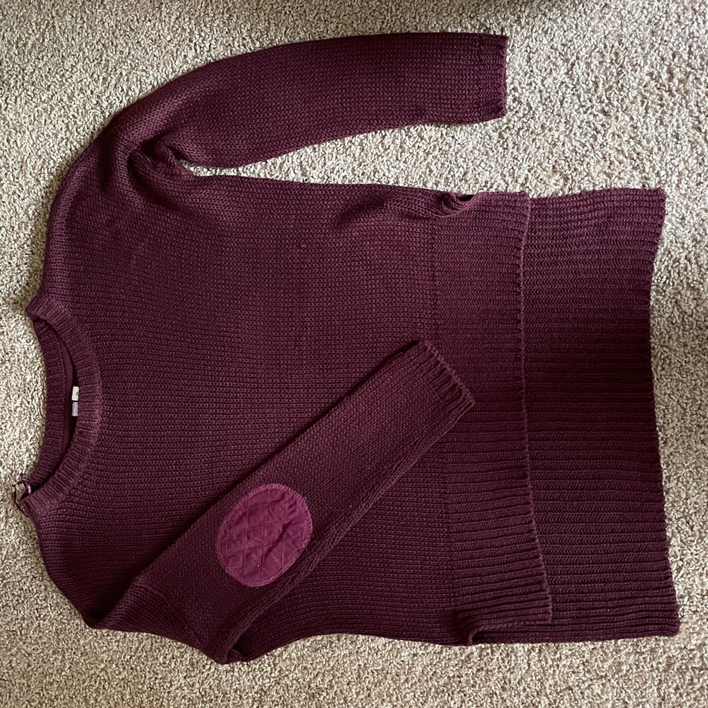 Maroon Sweater with Elbow Detailing